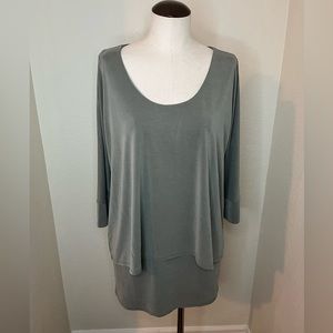 White House Black Market sage‎ green layered tunic blouse size medium